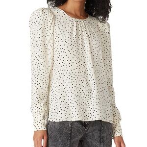 Essentiel Antwerp Zeyboard Polka Dot Star‎ Top Women’s Size 8 Off White Black